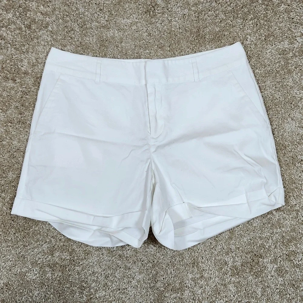 Maison Jules‎ Shorts Maddie Everyday White Cotton Blend Cuffed Casual Size 10